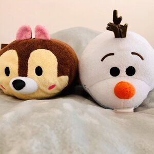 Olaf & Chip Plush Set Disney Store Tsum Tsum Medium 11” Frozen & Chip ‘n Dale